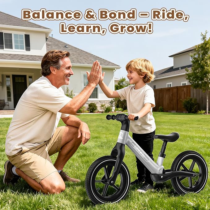 Ridego 14 Inch Balance Bike for Kids 3–6 Years, Lightweight Toddler Bike with Air Rubber Tires, Adjustable Seat, Durable Push Bicycle Gift for Boys & Girls