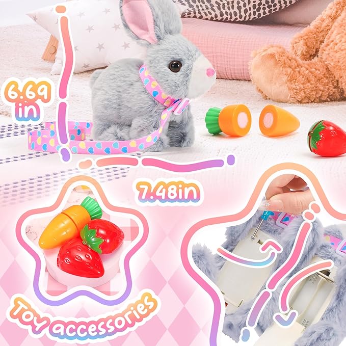 Tagitary Plush Bunny Toy for Kids,Interactive Realistic Bunny with Sounds,Walking,Ears Wiggling,Twitch Mouth and Nose,Hopping Rabbit Toys Easter Christmas Birthday Gift for Toddlers