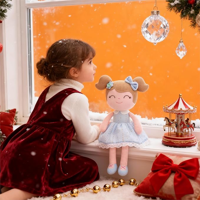 Gloveleya Baby Doll Girl Gifts Cloth Dolls Plush Toy Light Blue