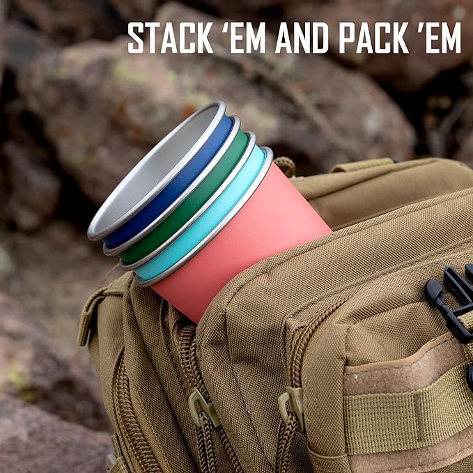 Party Pints: 16 oz Pint Cups, Stackable Tumblers, Eco Friendly Premium Metal Drinking Glasses