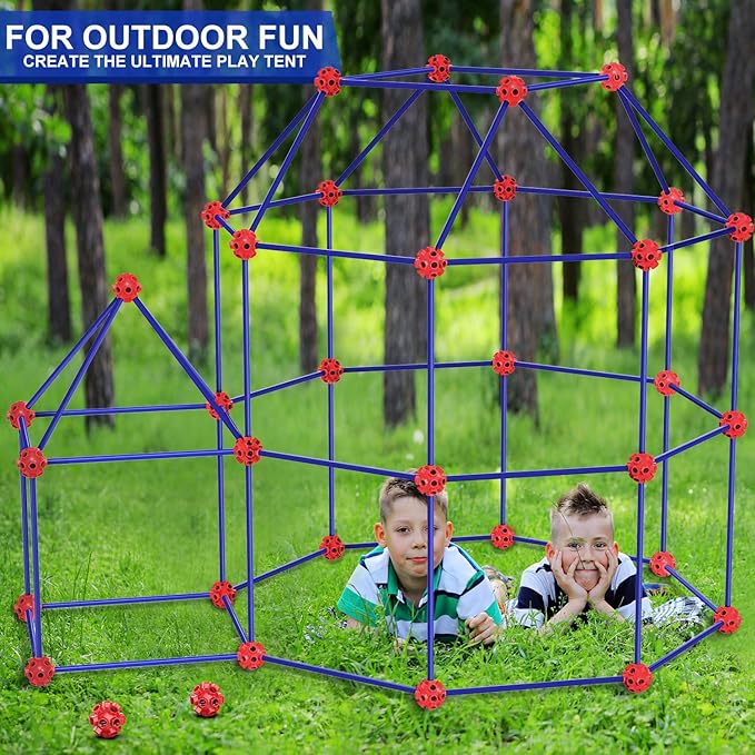 V-Opitos 180 Pack Fort Building Kits for Kids Age 4, 5, 6, 7, 8+ Years Old, Creative STEM Building Toys for DIY Castles, Tunnels, Play Tent, Ideal Christmas, Birthday Gifts for Boys & Girls