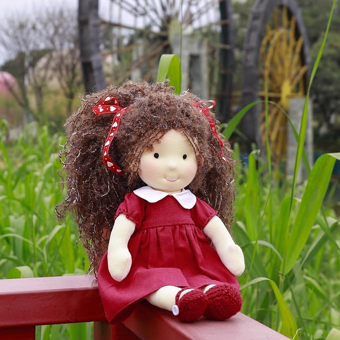 BlissfulPixie Waldorf Doll Handmade Rag Doll - Personalized Collectors Plush Doll for Kids Birthday Present with Beautiful Present Box-Eleanor 12"