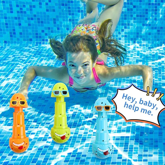 Set of 3 Pool Diving Toys for Kids, Fun Clown Eggs Diving Stick Pool Toys for Kids, Perfect for Boys and Girls Pool Parties Games Time!