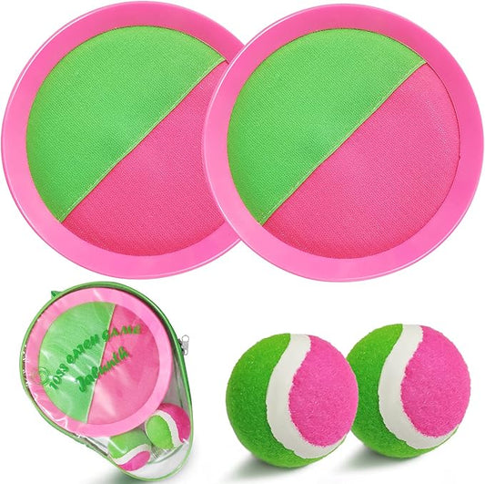 Jalunth Ball Catch Set Game Toss Paddle - Beach Toys Back Yard Pool Outdoor Lawn Games Backyard Camping Sticky Mitts Age 3 4 5 6 7 8 9 10 11 12 Years Old Boys Girls Kids Adults Family Easter Gifts