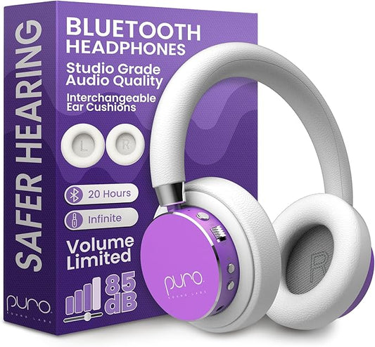 Puro Sound Labs Kids Wireless Headphones – Volume-Limiting 85dB, Built-in Mic, Studio-Grade Sound, 20-Hour Battery Life, Comfortable & Easy to Connect Kids Bluetooth Headphones – BT2200 Plus, Purple