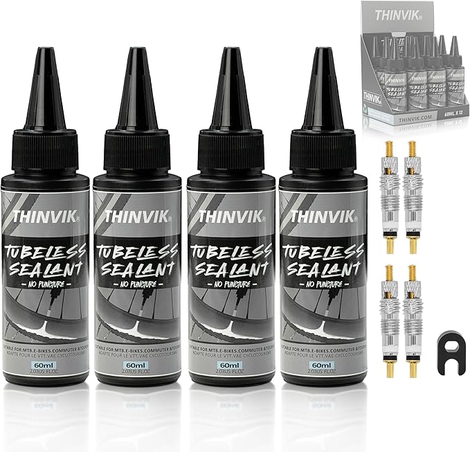 Thinvik Tubeless Bike Tire Sealant 60ML(2oz)*2/4/6 Bottles No Puncture Hassle and Leak Prevention for Road Bike MTB CX and Gravel Bicycle Tyres Sealant