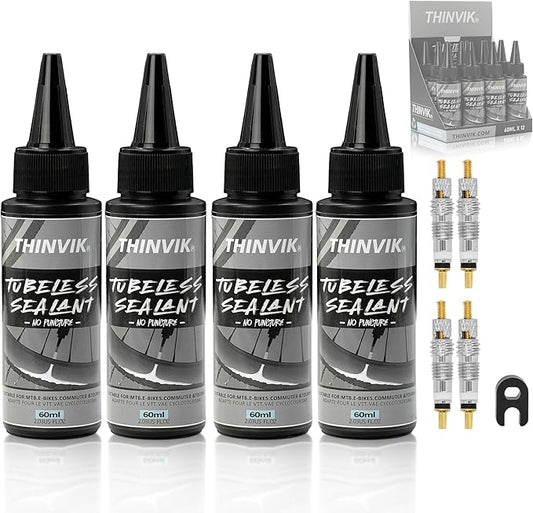 Thinvik Tubeless Bike Tire Sealant 60ML(2oz)*2/4/6 Bottles No Puncture Hassle and Leak Prevention for Road Bike MTB CX and Gravel Bicycle Tyres Sealant