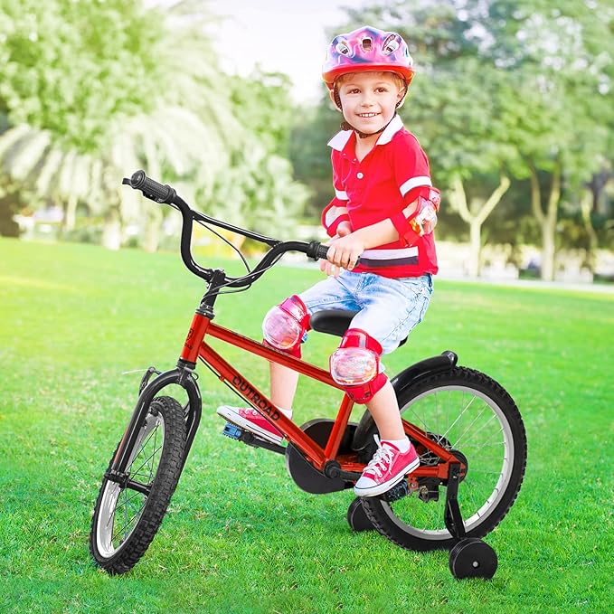 14/16/18 Inch Folding Kids Bike with Training Wheels, Gifts for Boy&Girl Age 3-9 yrs, Toddler Bike with Dual Brakes for Beginners, Multi-Color
