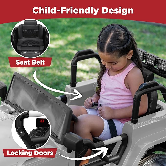 Best Choice Products Kids 12V Ride On Truck, Battery Powered Toy Car w/Spring Suspension, Remote Control, 3 Speeds, LED Lights, Bluetooth - Light Gray