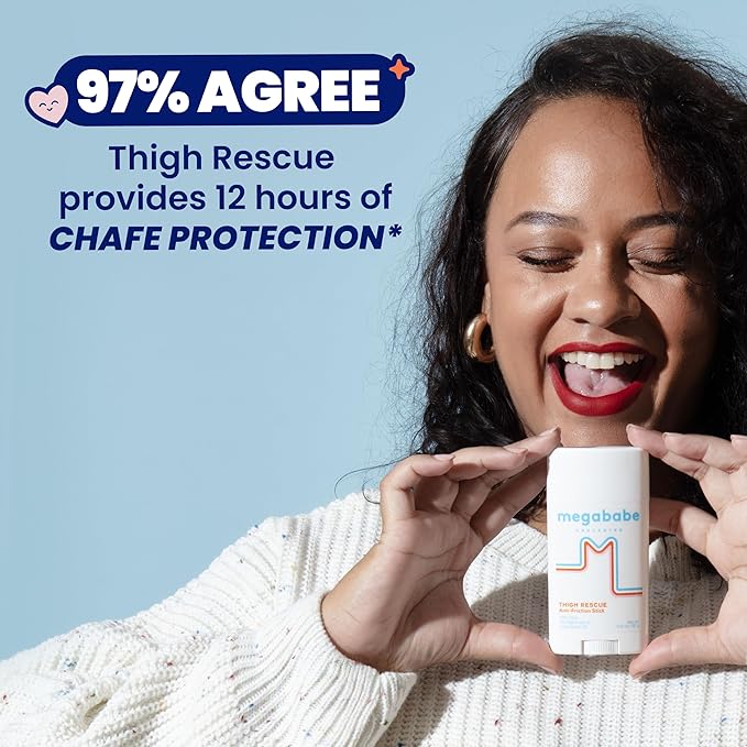 Megababe Thigh Rescue Anti-Chafe Stick | Prevents Skin Chafe & Irritation | Thighs, arms, bra-lines & more | 2.12oz - Unscented Summer Vacation Essentials