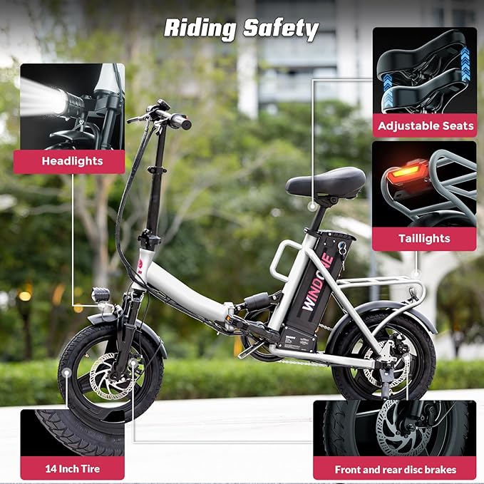 S14/S16 Electric Bike for Adults, Max 19/22 MPH Speed & 28/50 Miles Range (PAS), 500W/750W Peak Motor, Foldable, Lightweight, Shock Absorbers, UL 2849 Certified Ebike