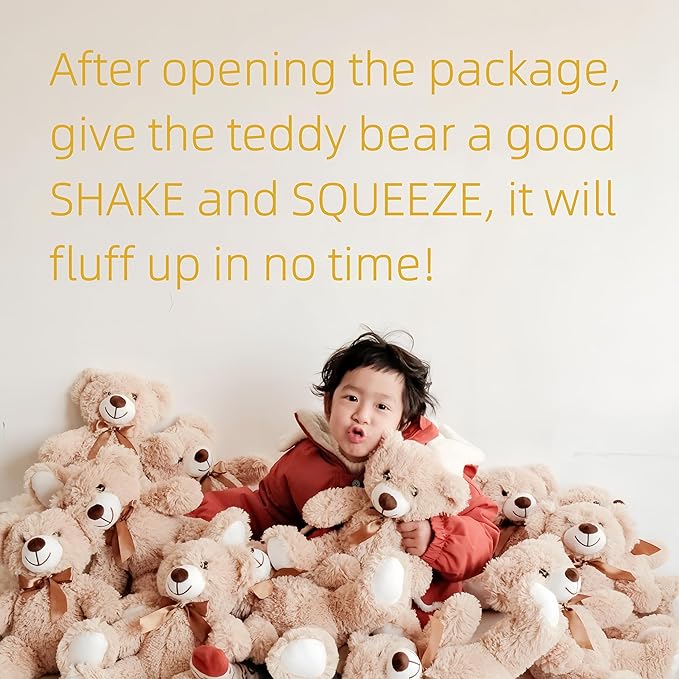 5 Pack Teddy Bears Bulk 13.5 inich Teddy Bear Stuffed Animal Baby Shower Decorations for Centerpiece Gifts for Christmas Valentine's Mother's Day for Kids or Adults (5 Light Brown)