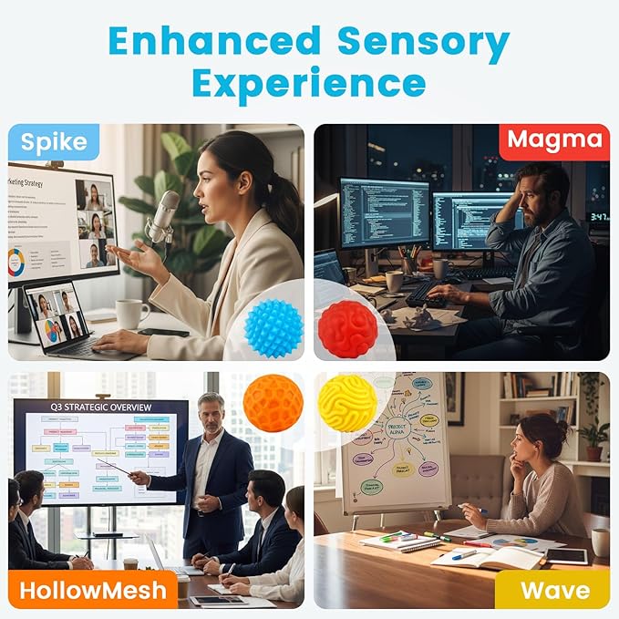 LovesTown 6PCS Silicone Magnetic Fidget Balls, Quiet Fidget Toys Stress Balls for Adults Teens Office School Birthday Gift (Colorful)