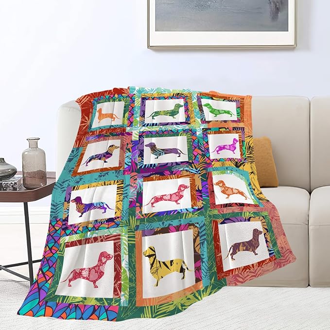 Dachshund Throw Blanket Dachshund Puppy Stuff Weiner Dog Gifts for Women Adults Men Dog Lover Kids Girls Boys Soft Cozy Warm Plush Fluffy Fuzzy Fleece Blanket Decor 40''X50''