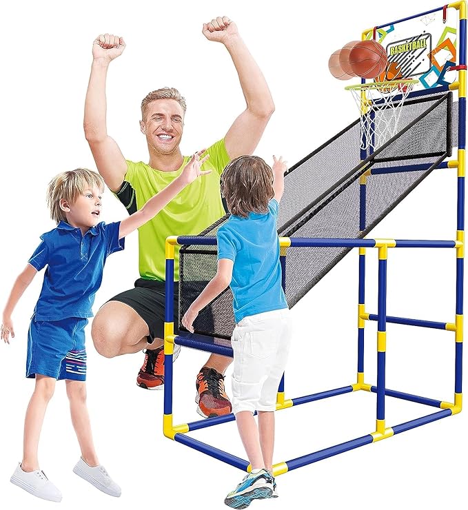 Kids Basketball Hoop Arcade Game, with 4 Balls Air Pump - Indoor Toy Basketball Shooting System - Fun for All Ages - Toys Sports for Boys and Girls
