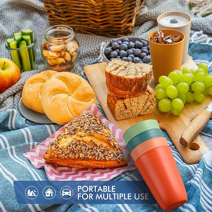 HOTEC 8-Pack 15oz Plastic Cups, BPA-Free Reusable Drinking Cup set, Unbreakable Tumblers, Dishwasher Safe Water Plastic Glasses, Multicolor