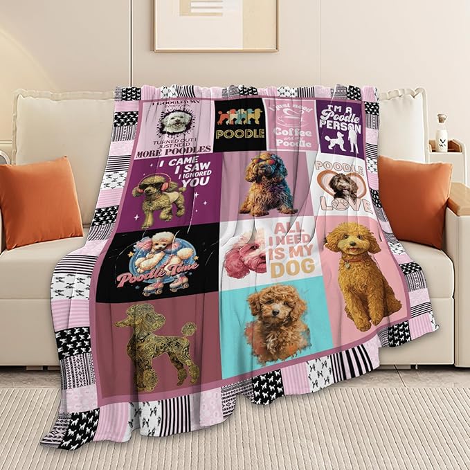 Poodle Throw Blanket Poodle Puppy Stuff Gifts for Dog Lover Kids Girls Boys Adults Women Men Soft Cozy Warm Plush Fluffy Fuzzy Fleece Blanket Decor 40''X50''