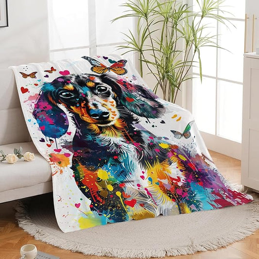 Dachshund Blanket Dachshund Dog Throw Blanket Weiner Dog Gifts for Women Girls Men Boys Kids Adults Super Soft Cozy Plush Fluffy Fuzzy Fleece Blanket Decor 60''X80''
