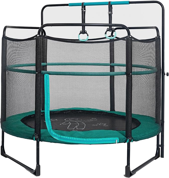 Skywalker Trampolines for Kids with Enclosure Net – 60" Indoor Outdoor Toddler Trampoline with Safety Padding, Foam-Covered Poles, Anti-Pinch Design, Sturdy Frame, for Ages 3-6