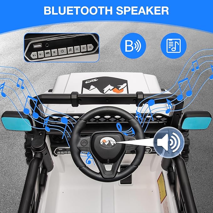 Ride On Truck Car 12V, Electric Vehicle w/Remote Control, 3 Speeds, LED Lights, Music, Spring Suspension, Ride on Car for Kids
