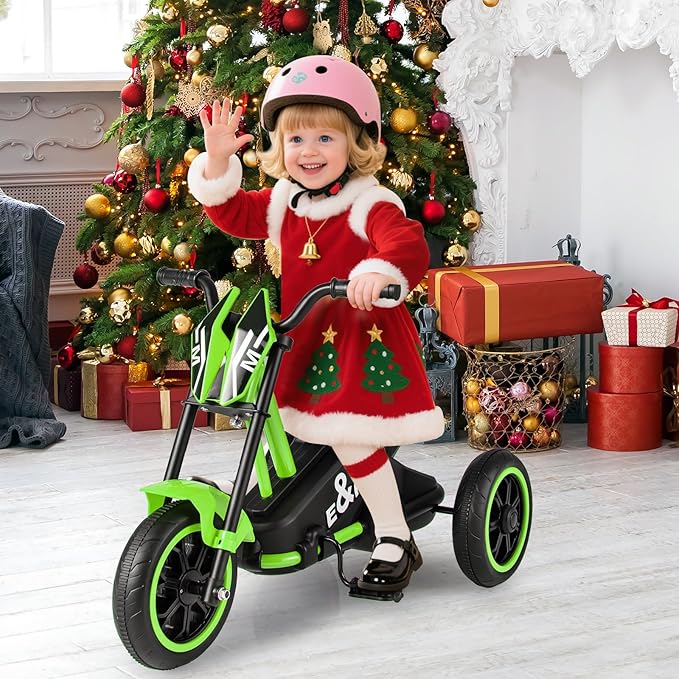 BABY JOY Kids Tricycle, 3-Wheel Toddler Bike with Foot Pedals, Forward/Backward, Toddler Tricycle Ride on Trike with Steering Handlebars, Toy Gift for Boys Girls Aged 3+ (Green)