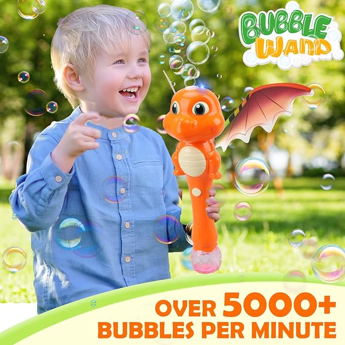 Dinosaur Bubble Wand Toys for Kids Age 3 4 5 6 7 8 Years Old: Bubbles Machine for Kids, Toddler Outdoor Toys, Gifts Birthday Presents for 3 4 5 6 Year Old Boys Girls