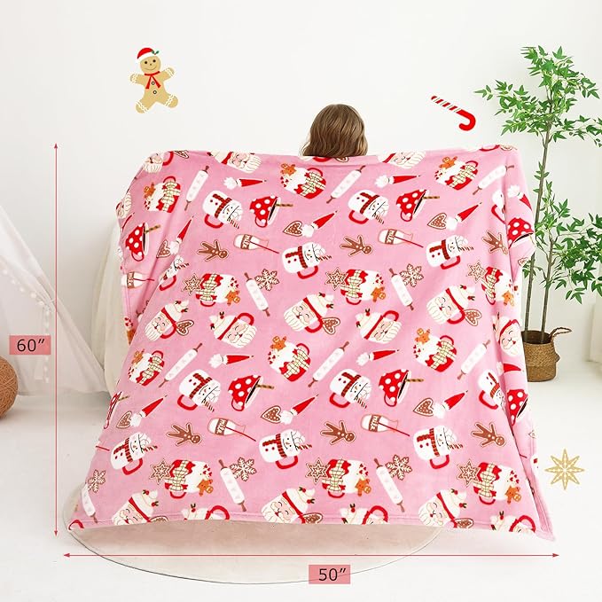 Viviland Kids Throw Blanket, Santa Claus Print Blankets for Kid, 50" x 60" Soft Warm Lightweight Plush Throw Fleece Blanket
