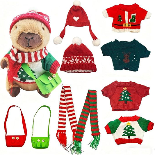 Capybara DIY Plush Dolls Can Be Paired with Hats/Sweaters/Bags. Christmas Plush Toy Gift, The Creative and Ever-Changing Capybara Doll is A Plush Animal Birthday Gift for Boys and Girls.