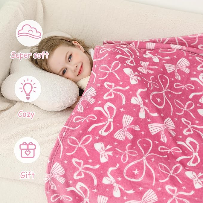 Softan Kids Throw Blanket for Girls & Boys, Warm Soft Toddler Fleece Blankets for Sofa Couch Bed， Cozy Fuzzy Plush Flannel Kids Throw Blanket for Daycare & School - Row 50x60 inches