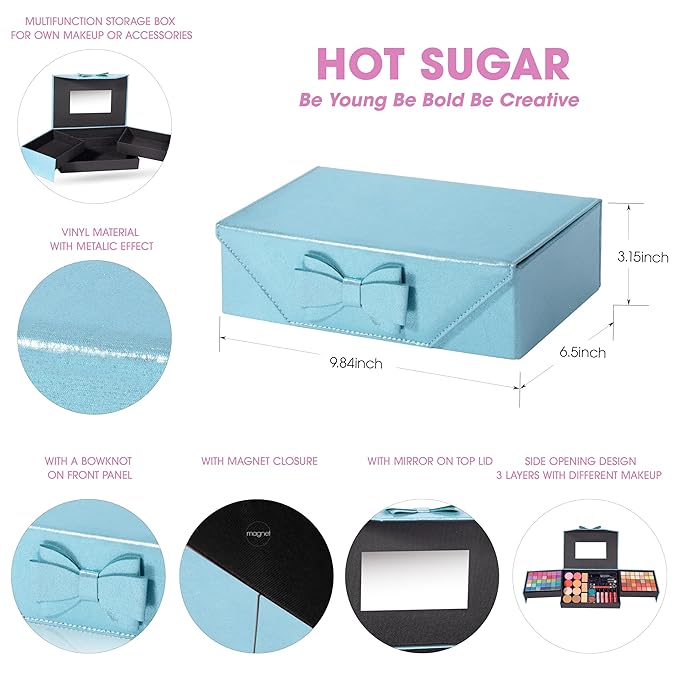 Hot Sugar Girls Makeup Kit for Teenagers, Beginner Makeup Gift Set for Women Full Makeup Kit (Blue)