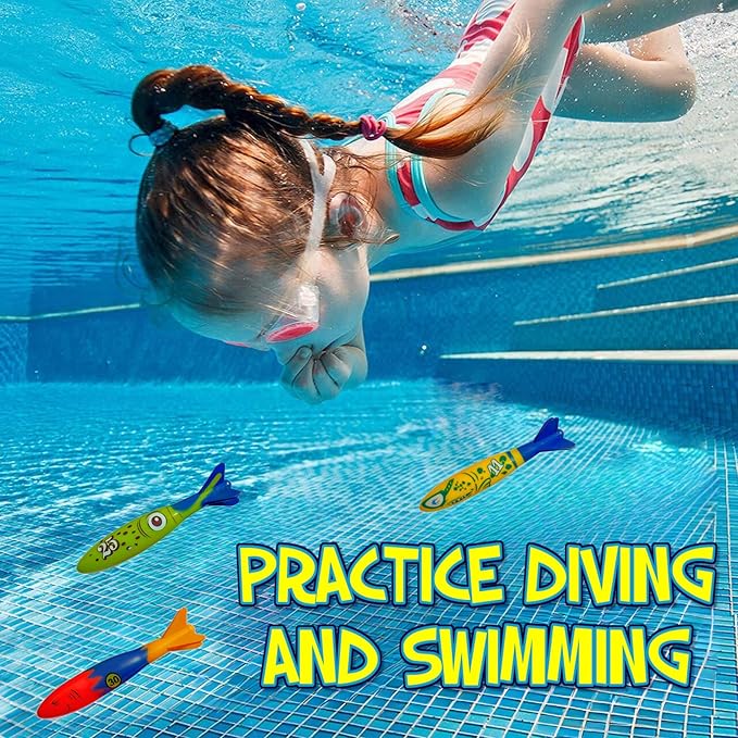 Haktoys Shark Dive Rings & Pool Diving Toys – 8-Piece Sinking Torpedoes and Fish Rings for Kids Swim Training, Boys Pool Games & Underwater Summer Fun