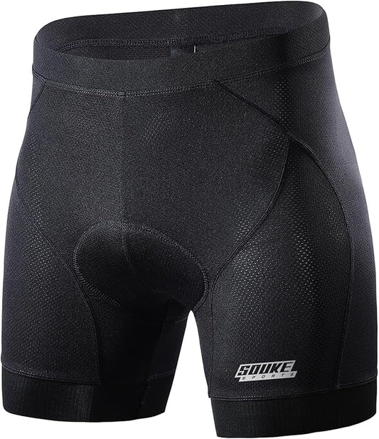 Souke Sports Men's Cycling Underwear Shorts 4D Padded Bike Bicycle MTB Liner Shorts with Anti-Slip Leg Grips
