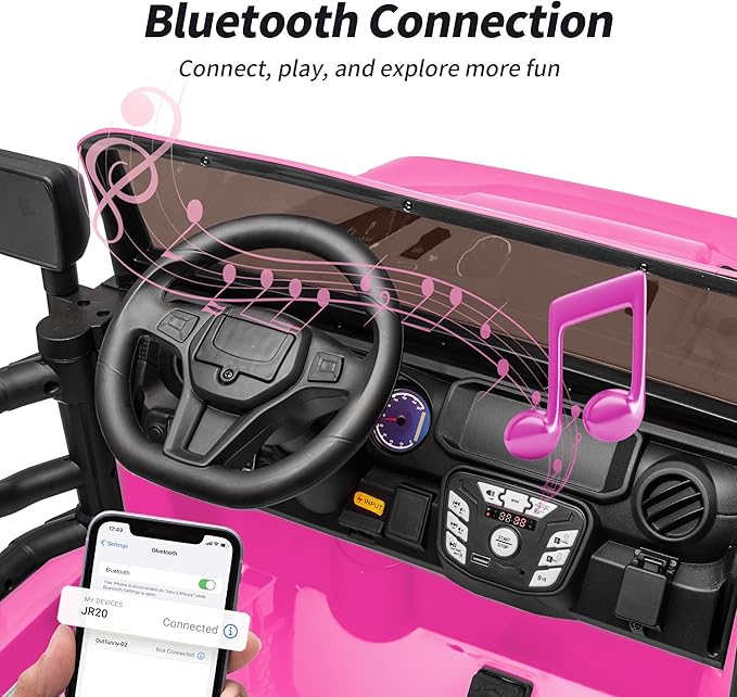 2 Seater Ride on Car Toy, 24V 4WD Electric Car for Kids 4-8 with Remote Control, 4x200W Motors, Capacity 150 lb - Hot Pink