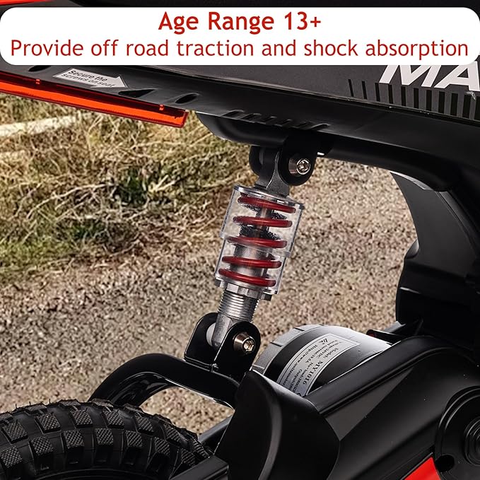 GarveeHome 350w Electric Dirt Bike for Kids Ages 3-10, 24v Motorcycle Up to 14.29MPH, 3-Speed Modes & Metal Suspension, Max 135 Lbs with LED Lights & Music, Off-Road Motorcycle for Boys Girls, Red