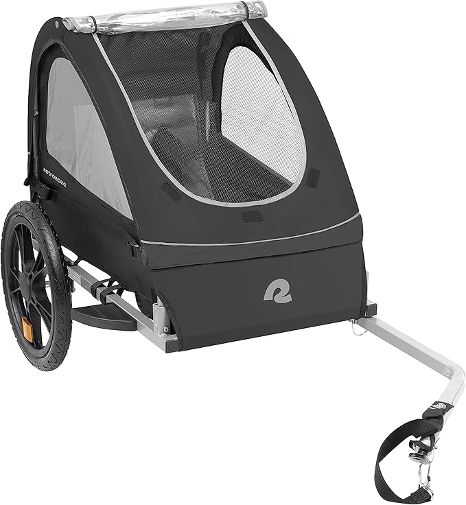 Single & Double Passenger Children’s Foldable/Collapsible Tow Behind Bike Trailer with 16" Wheels, Safety Reflectors & Rear Storage Compartment