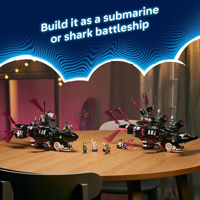 LEGO DREAMZzz Nightmare Shark Submarine Building Toy for Kids - Pretend Play Set & Figures for Boys & Girls, Ages 9+ - Rebuild as a Battleship or Submarine Toy - Gift Idea for Birthdays - 71500