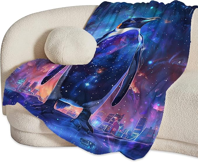Fantasy Penguin Blanket Penguin Throw Blanket Penguin Gifts and Decor Animal Blanket for Girls Boys Women Men Kids Adults Soft Warm Cozy Fleece Blanket for Couch Sofa Bed 50"x40"