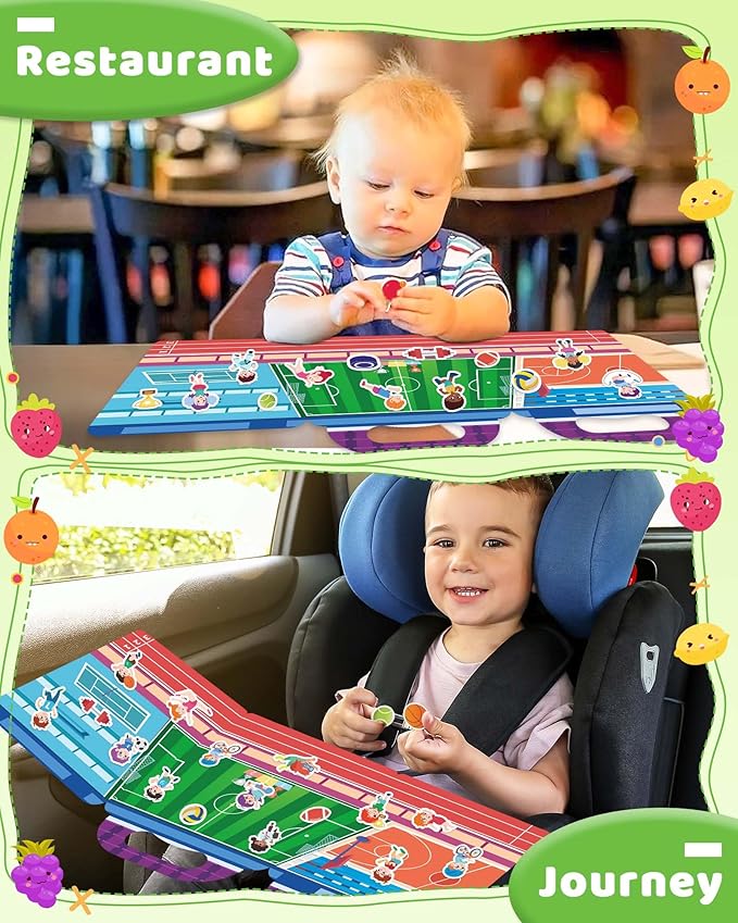 Benresive Reusable Sticker Book for Toddlers 2-4 Years, Fun Travel Stickers for Kids, Waterproof Sticker Books for Toddlers 1-3, Crafts Activities for Toddler 1-3 2-4 3-5 - Sports