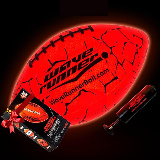 Wave Runner LED Light-Up Football - Glow in The Dark Football Games- Size 10.35 in. with Pump and Batteries Included | Perfect Football Game Gifts for Teen Boys Ages 7-15 Football Fans & Players