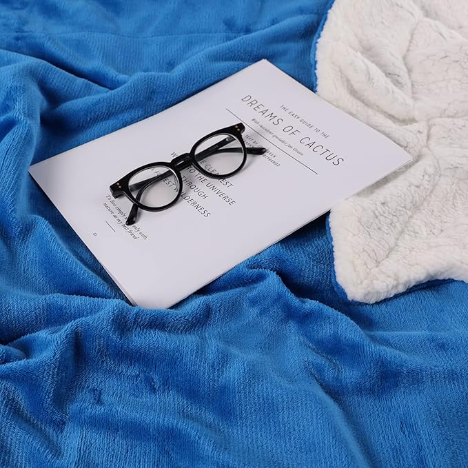 NANPIPER King Size Sherpa Blanket, Soft Fleece Throw for Bed, Reversible Thick Fuzzy Blanket for Winter (Princess Blue, 90x108 inches)