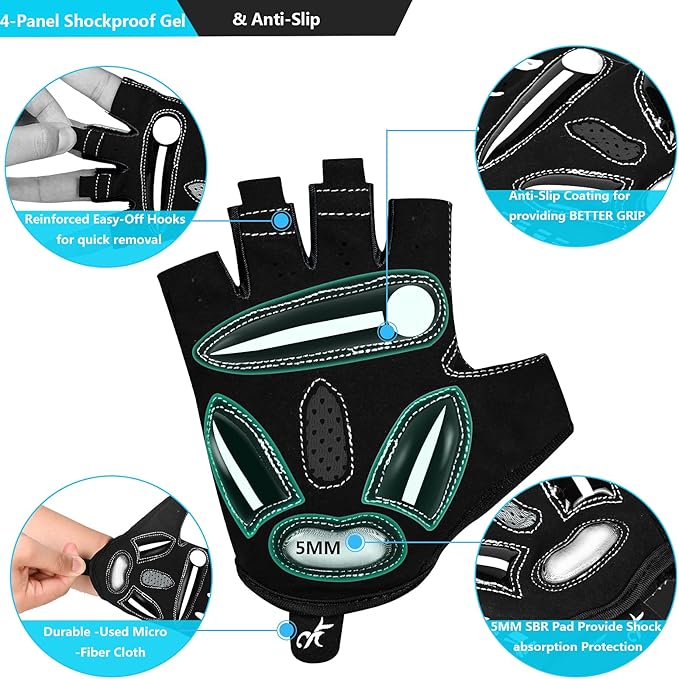 BIKINGMOREOK Bike Cycling Gloves for Men Women,Non-Slip Breathable 5MM Gel Pads DH Mountain Road Bicycle Gloves for MTB Biking Cycling,Workout Sports