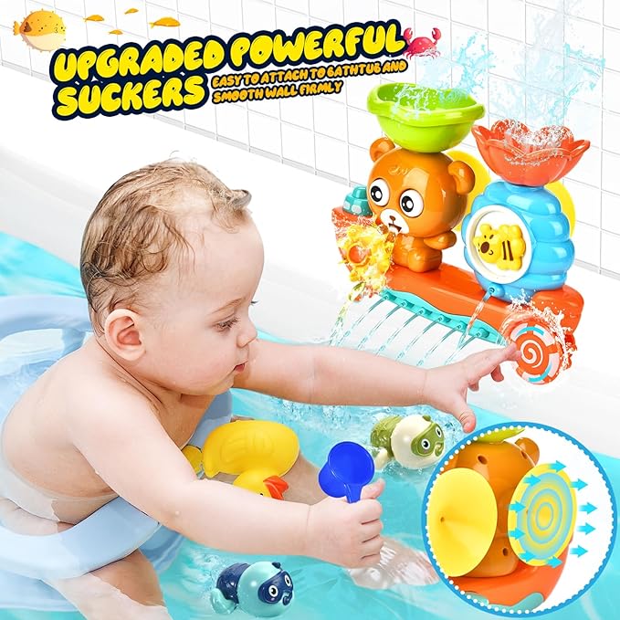 Bath Toys for Kids 1-3 Fishing Games Swimming Wind-up Turtle Toddler Bathtub Toy Water Tub Pool Toys for Baby 1 2 3 4 Years Boys Girls Gift Box