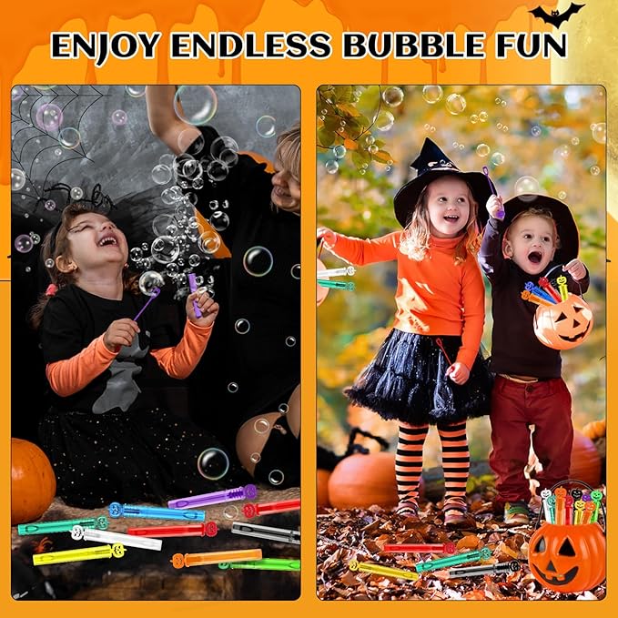 Shemira 500PCS Halloween Bubble Wands, Mini Bubbles Party Favors for Kids, Halloween Party Favors, Halloween Goodie Bag Stuffers, Classroom Prizes Gifts for Kids, Halloweens Trick or Treat Toys Bulk