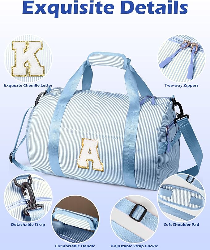 Dance Recital Gifts,Girls Travel Duffle Bag, Kids Initial Overnight Bags with Shoe Compartment, Customized Weekender Bag with Makeup Pouch,Tween Girl Trendy Stuff (Letter I)