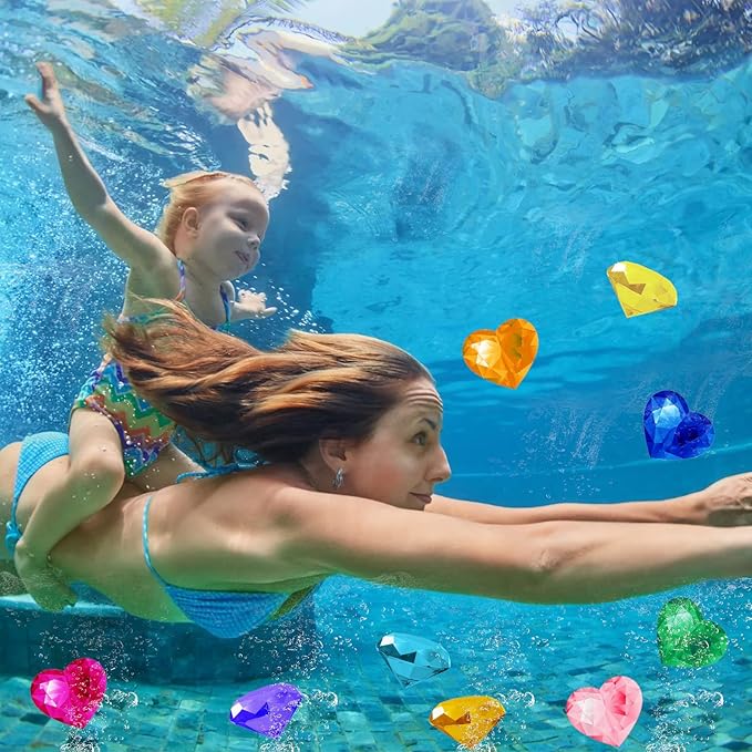 Diving Gems Pool Toys, 10 PCS Colorful Big Diamond Pool Diving Toy for Kids Ages 4-8, Sinking Swimming Pool Toys, Underwater Swimming Toys Water Games Gifts for Kids Summer Pool Party Favors