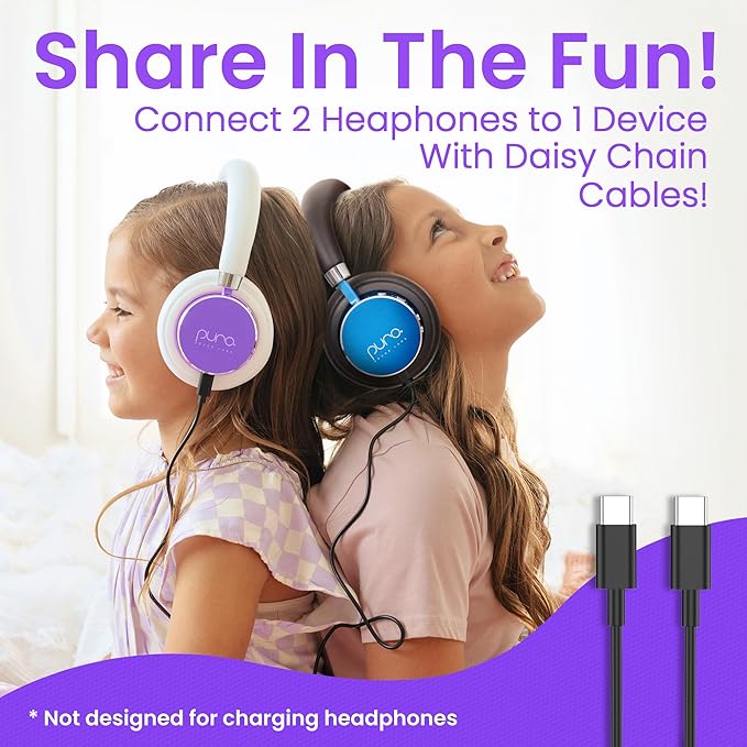 Puro Sound Labs Kids Wireless Headphones – Volume-Limiting 85dB, Built-in Mic, Studio-Grade Sound, 20-Hour Battery Life, Comfortable & Easy to Connect Kids Bluetooth Headphones – BT2200 Plus, Purple