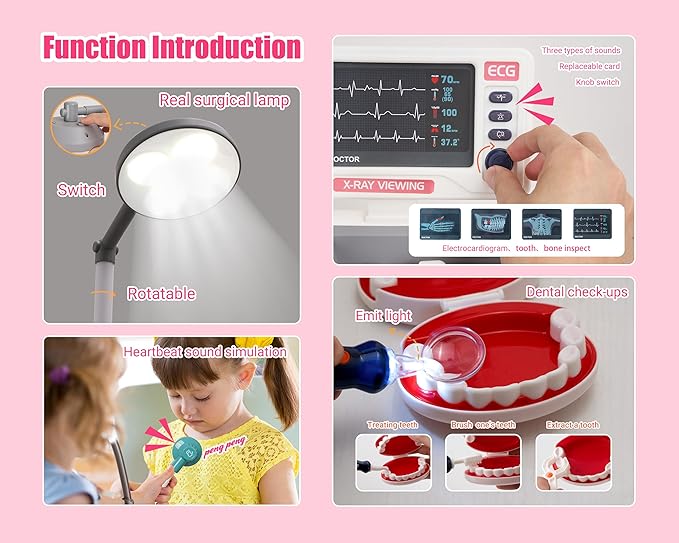 STEM Doctor Playset Doctor Kit for Toddlers 3-5 with Sound and Light Effects, Edical, Doctor Kit for Kids - Gifts of Educational Toys to Stimulate Children's Imagination