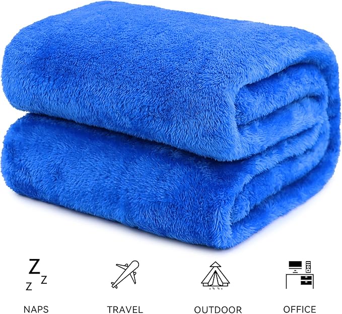 Fleece Throw Blanket Cozy Soft Lightweight Throw Blankets Warm Plush Blue Fall Blankets and Throws Couch Sofa Bed Camping Travel Picnic Outdoor Blanket Bedding Kid Baby Boys Girls Adults 50x70 in