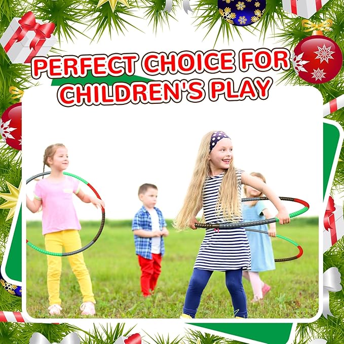 Sratte 12 Pcs Toy Hoop for Kid Detachable Adjustable Toy Hoop Colored Exercise Ring Plastic Circle for Kid Teen Gymnastics Equipment Require Self Assembly(28 Inch,Red, Gold, Silver, Green)