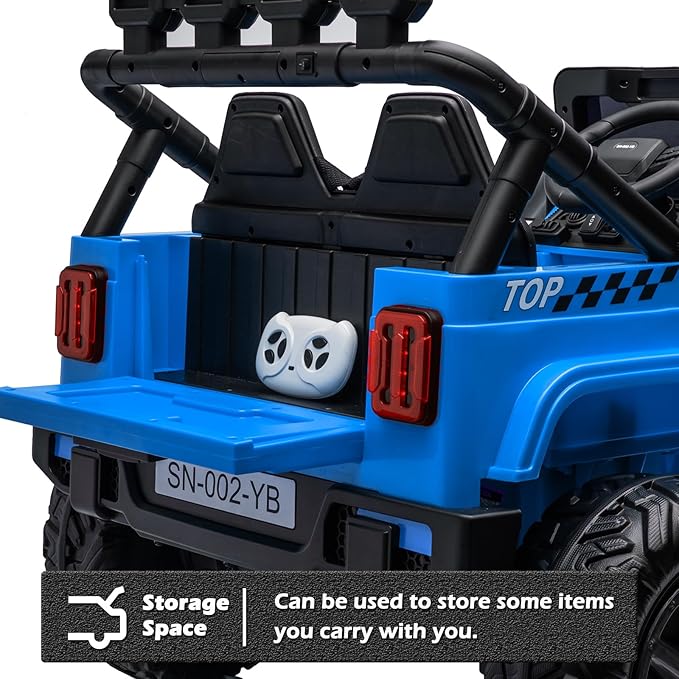 NEWQIDA 24V Ride on Toys for Big Kids Battery Powered Electric Vehicles 2 Seater Electric Car with Remote Control 4x4 Ride on Truck Car for Kids Toddlers, EVA Tires, Spring Suspension, Music, Blue